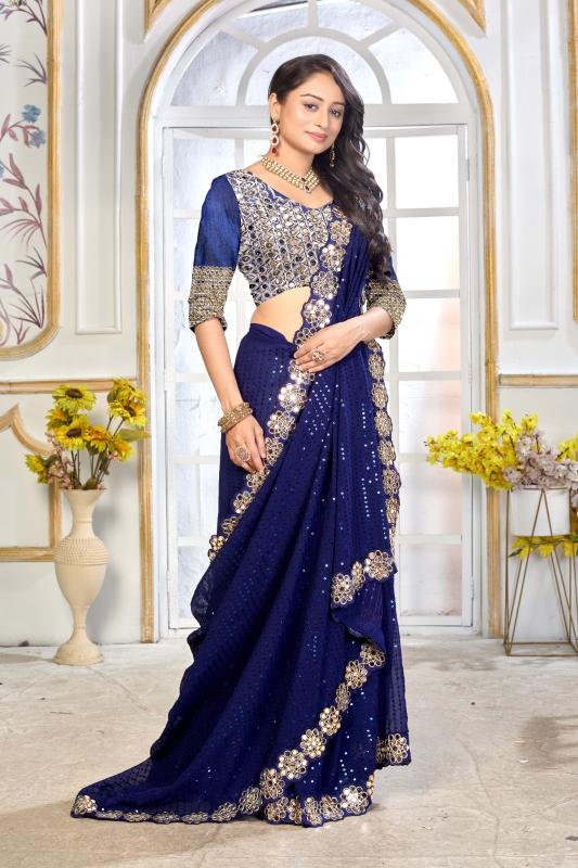GC pure georgette with mirror work indian fancy sarees