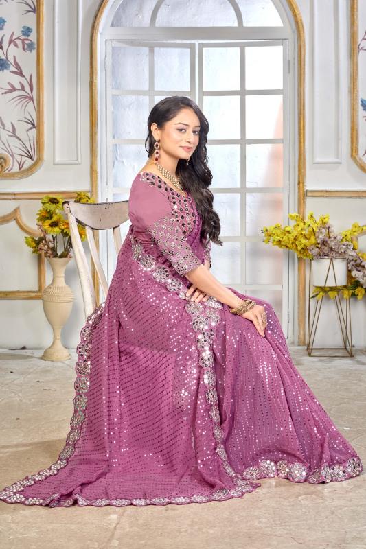 GC pure georgette with mirror work indian fancy sarees