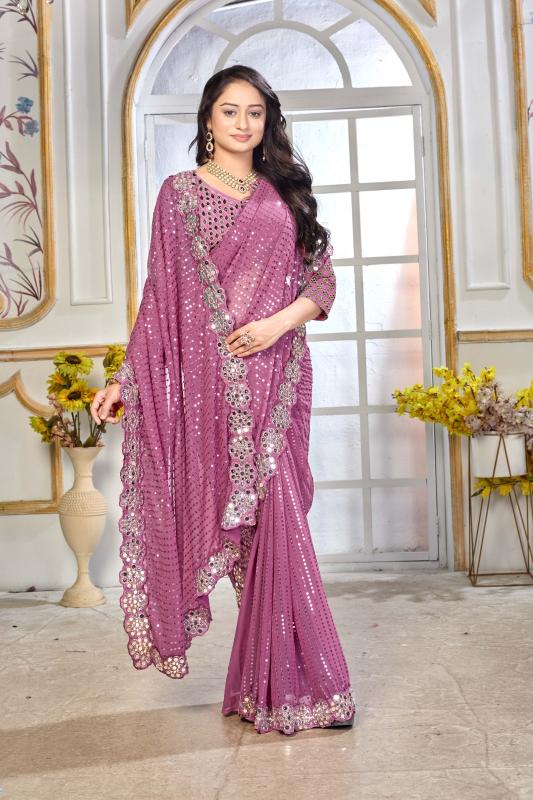 GC pure georgette with mirror work indian fancy sarees