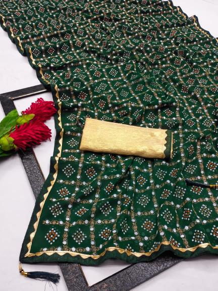 GC soft georgette with foil work saree wholesale market in surat with price