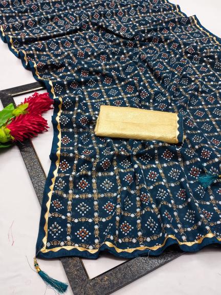 GC soft georgette with foil work saree wholesale market in surat with price