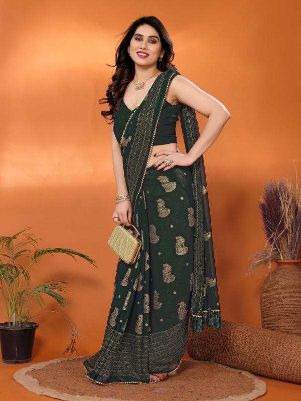 GC soft georgette with foil work wholesale saree market in surat with price