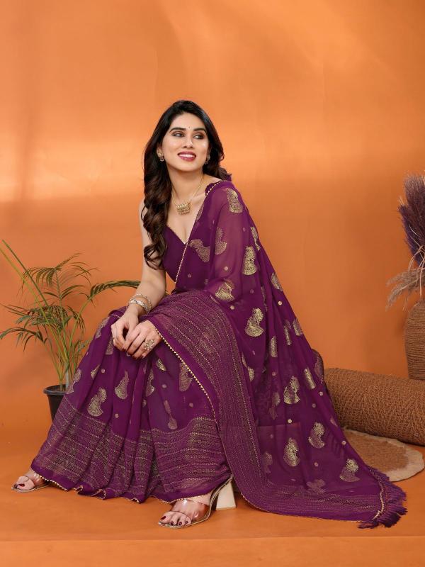 GC soft georgette with foil work wholesale saree market in surat with price