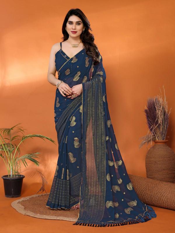 GC soft georgette with foil work wholesale saree market in surat with price