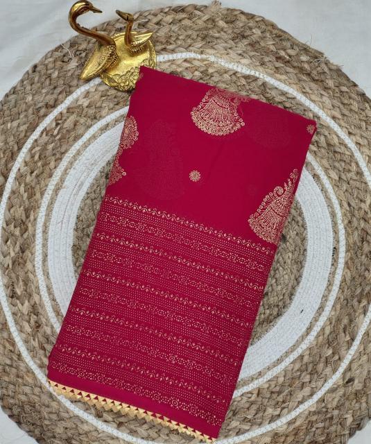GC soft georgette with foil work wholesale saree market in surat with price