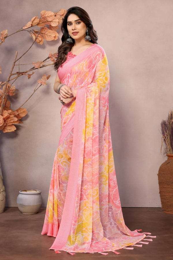 GC soft grorgette patta saree surat wholesale market