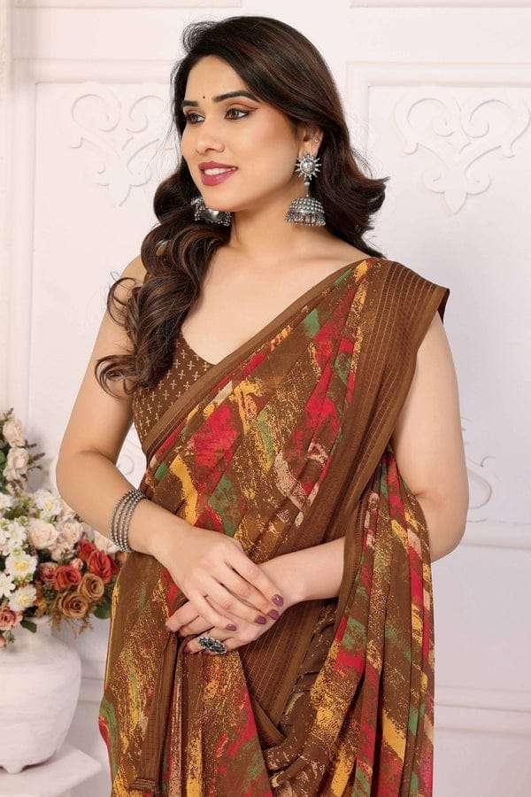 GC soft grorgette patta saree surat wholesale market