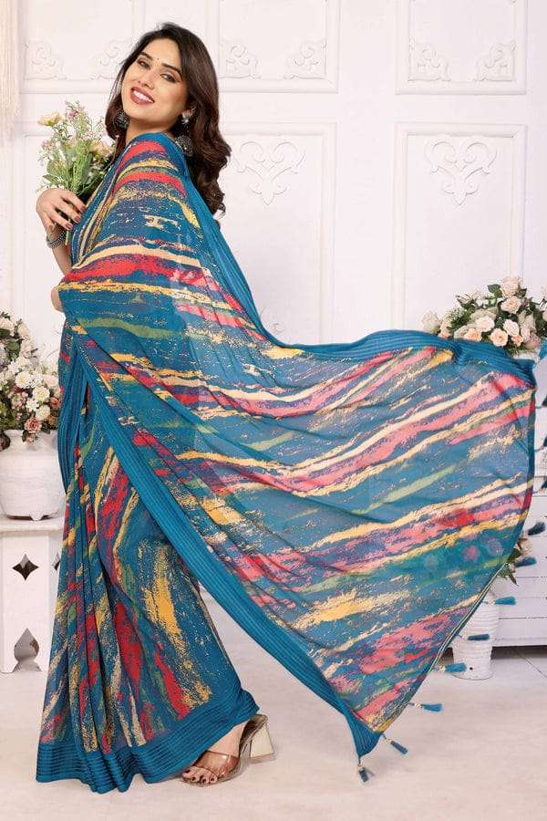 GC soft grorgette patta saree surat wholesale market