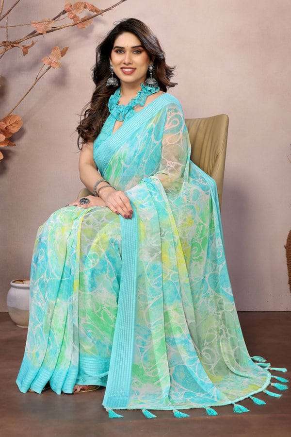 GC soft grorgette patta saree surat wholesale market