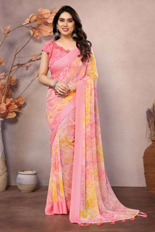 GC soft grorgette patta saree surat wholesale market