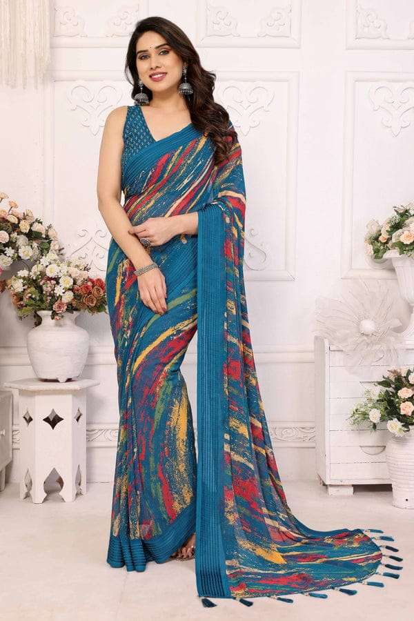 GC soft grorgette patta saree surat wholesale market