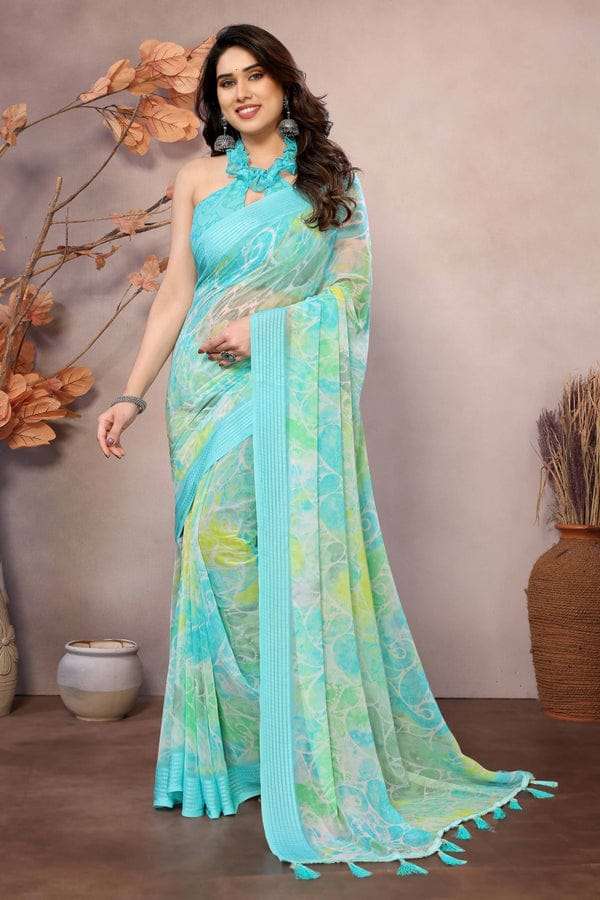 GC soft grorgette patta saree surat wholesale market