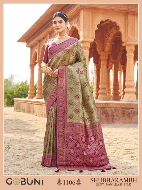 Gobuni shubharambh soft banarasi silk saree surat market online shopping