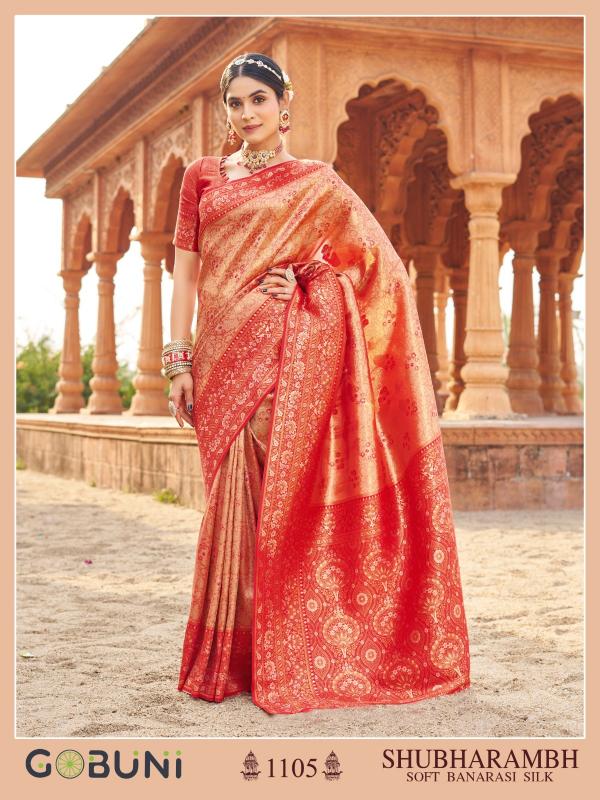 Gobuni shubharambh soft banarasi silk saree surat market online shopping