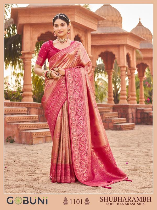 Gobuni shubharambh soft banarasi silk saree surat market online shopping