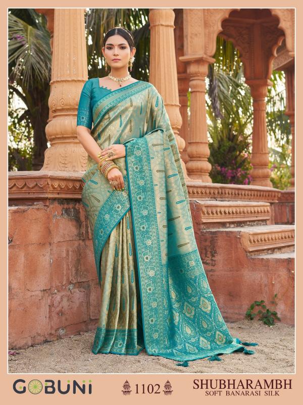 Gobuni shubharambh soft banarasi silk saree surat market online shopping