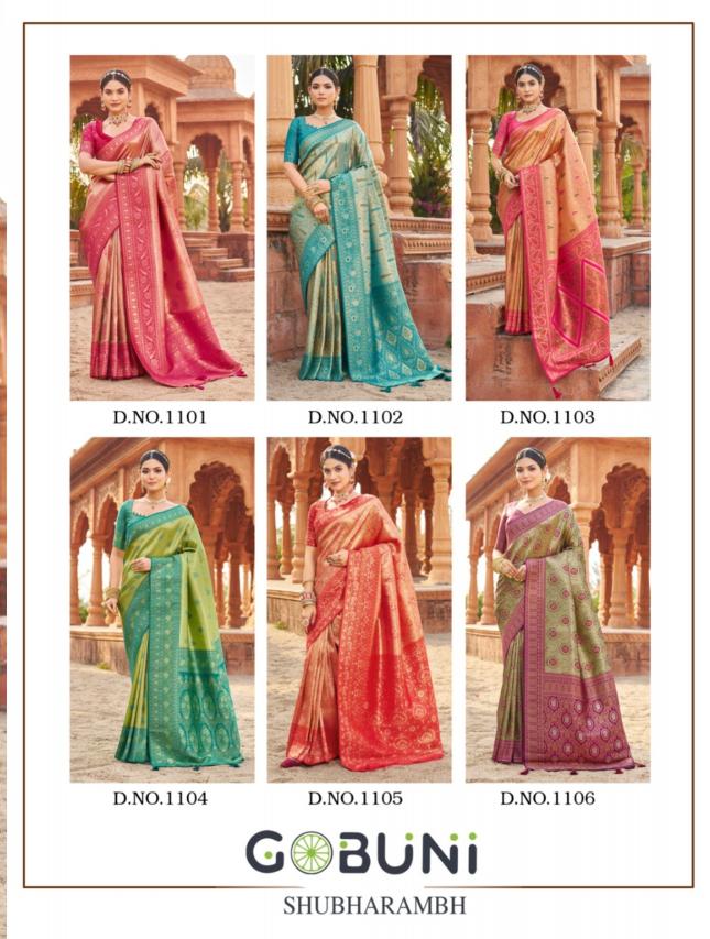 Gobuni shubharambh soft banarasi silk saree surat market online shopping