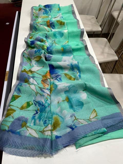 Handloom linen floral digital print saree surat wholesale market