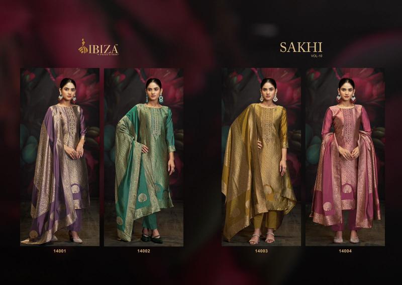 Ibiza sakhi vol 10 banglory silk jacquard catalog designer dress material manufacturers in india