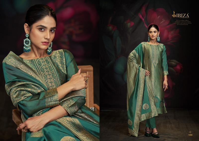 Ibiza sakhi vol 10 banglory silk jacquard catalog designer dress material manufacturers in india