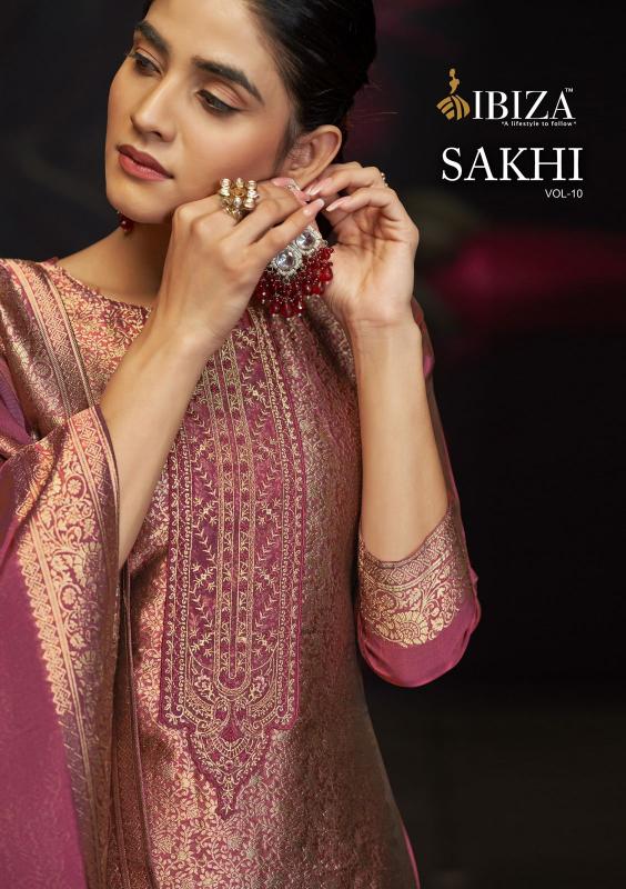 Ibiza sakhi vol 10 banglory silk jacquard catalog designer dress material manufacturers in india