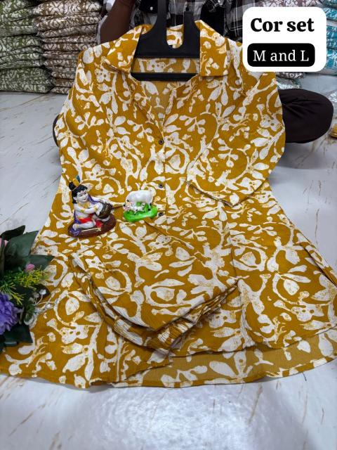 K k boutique delta crush popcorn coord set kurti set manufacturer