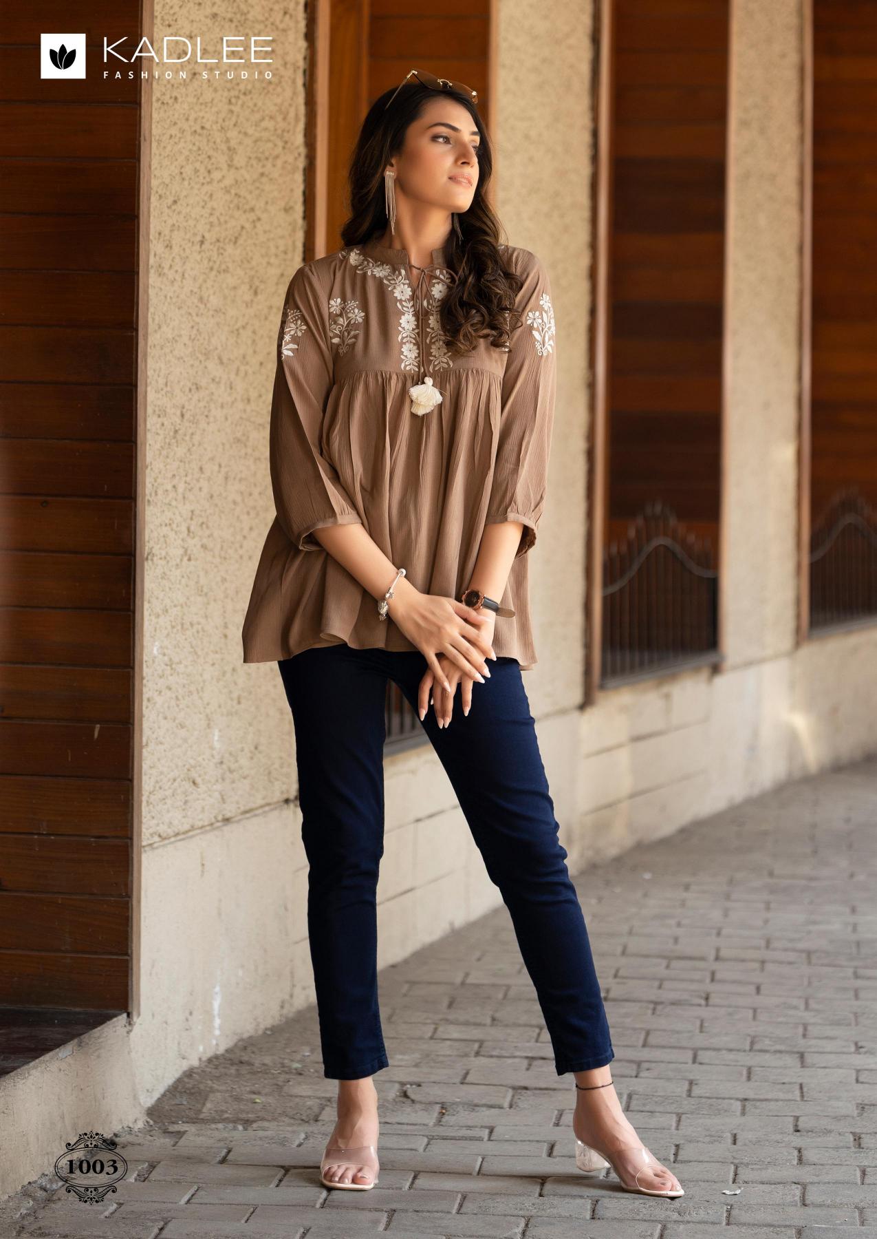 Kadlee crystal rayon wrinkle short top catalog jaipuri short kurtis wholesale