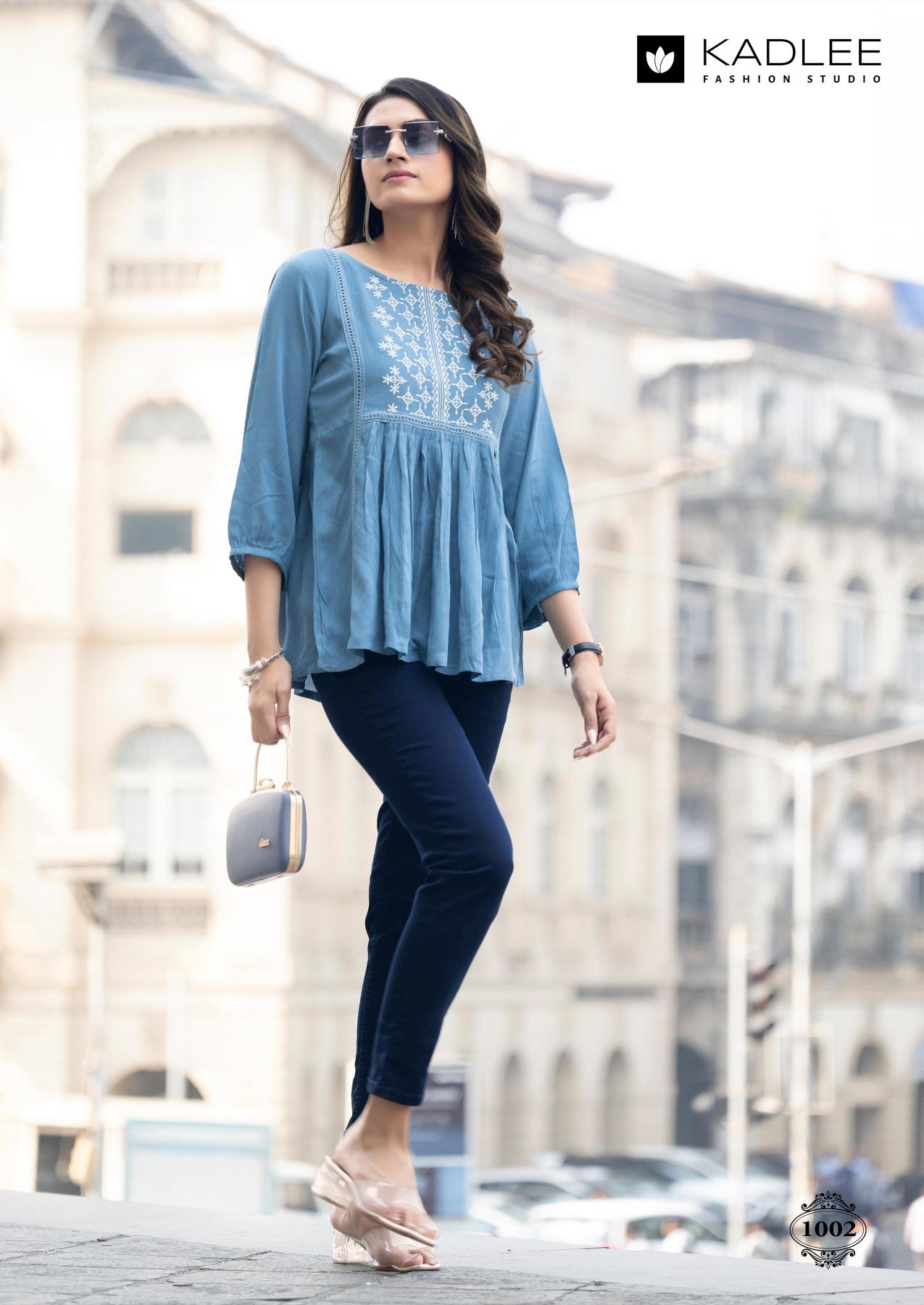 Kadlee crystal rayon wrinkle short top catalog jaipuri short kurtis wholesale