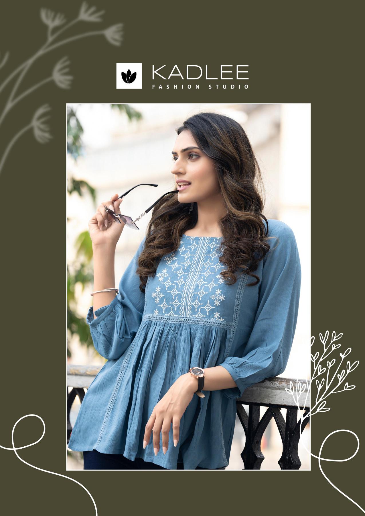 Kadlee crystal rayon wrinkle short top catalog jaipuri short kurtis wholesale