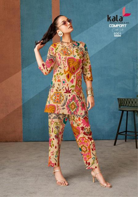 Kala comfort vol-3 cotton printed catalog modest co ord sets india