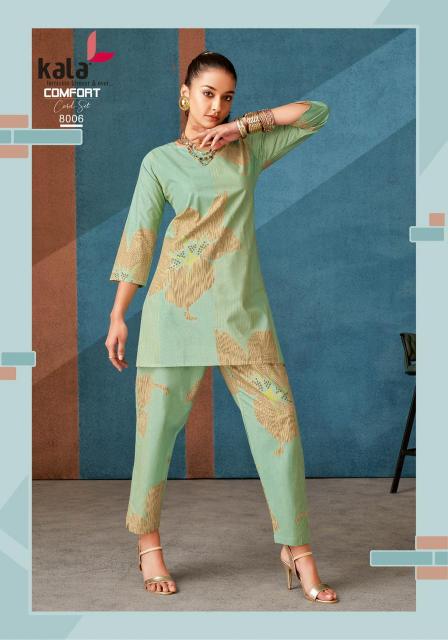 Kala comfort vol-3 cotton printed catalog modest co ord sets india