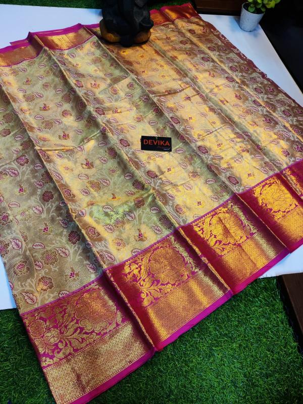 Kanjivaram soft pattu with contrast border best saree brands in india