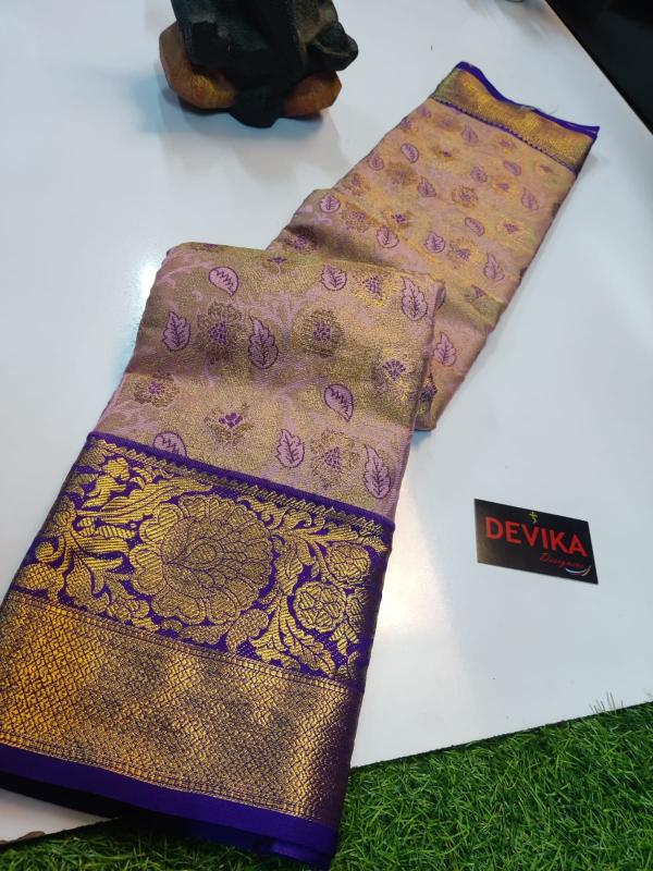 Kanjivaram soft pattu with contrast border best saree brands in india