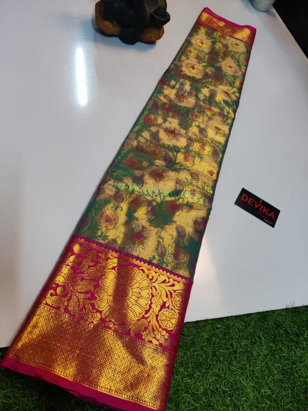 Kanjivaram soft pattu with contrast border best saree brands in india