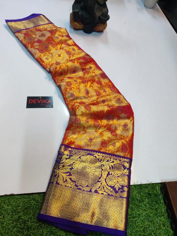Kanjivaram soft pattu with contrast border best saree brands in india