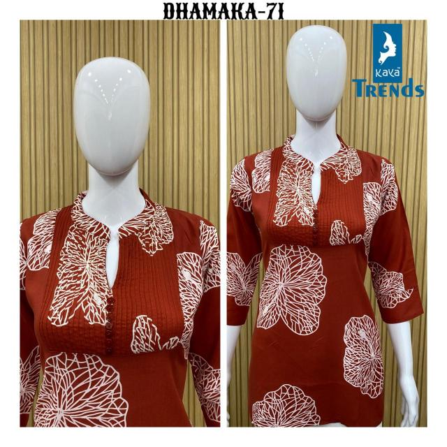 Kaya rayon print short top branded kurtis wholesale