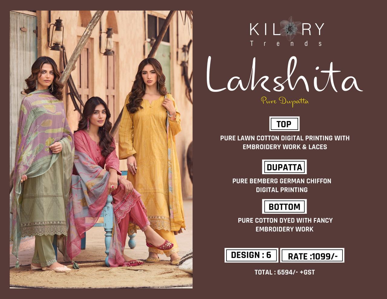 Kilory trends lakshita lawn cotton digital print surat wholesale market dress materials