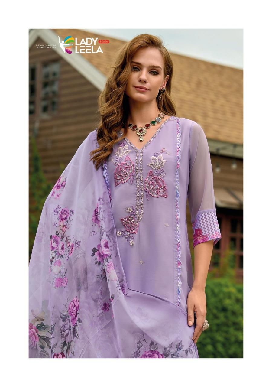 Lady leela inaya 2 handwork on organaza top bottom dupatta branded kurtis manufacturers in india