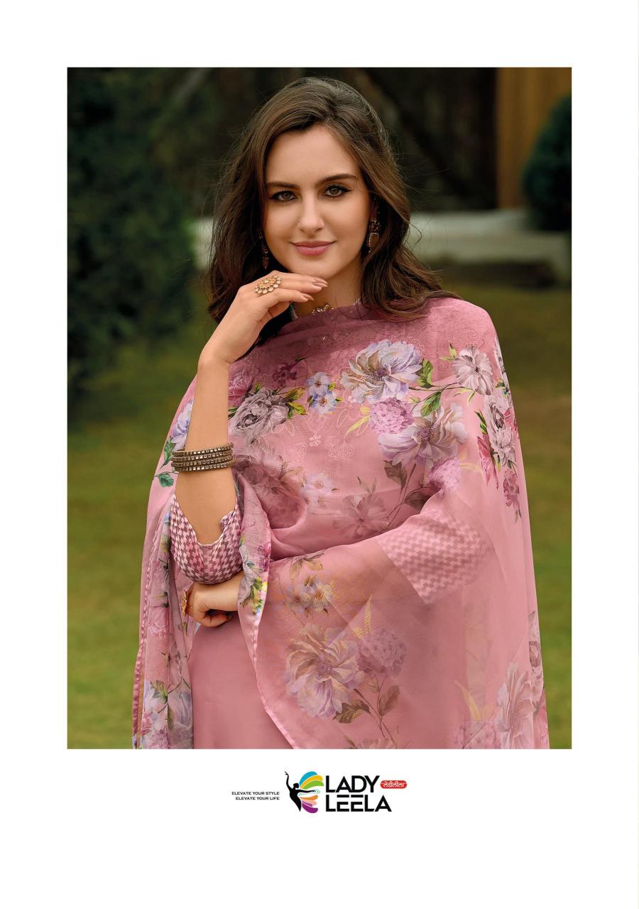 Lady leela inaya 2 handwork on organaza top bottom dupatta branded kurtis manufacturers in india