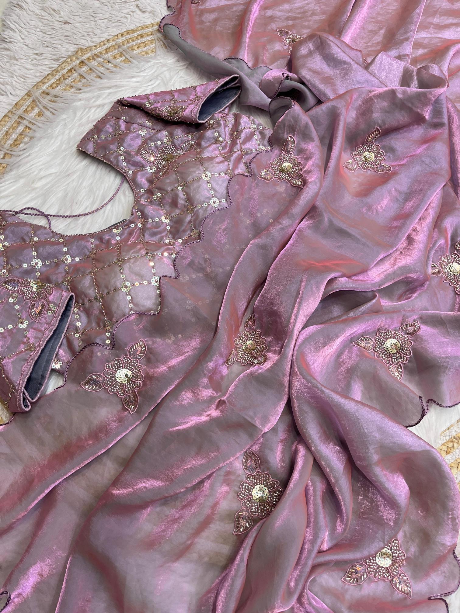 Mahaveer silks fendi satin sequence work butta saree surat wholesale market