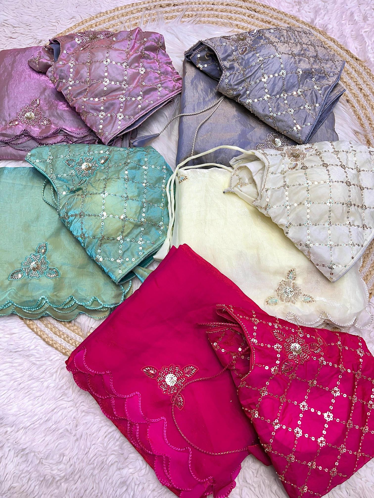 Mahaveer silks fendi satin sequence work butta saree surat wholesale market