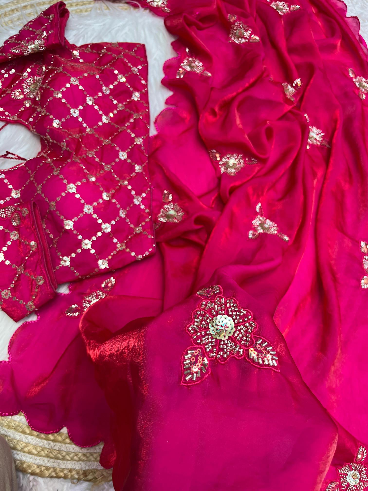 Mahaveer silks fendi satin sequence work butta saree surat wholesale market