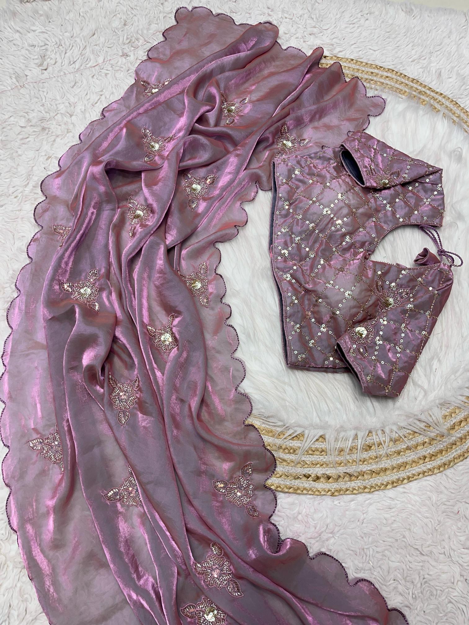 Mahaveer silks fendi satin sequence work butta saree surat wholesale market