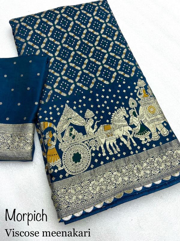 Mahaveer silks heavy viscose weaving meena work 100 rs sarees wholesale online shopping