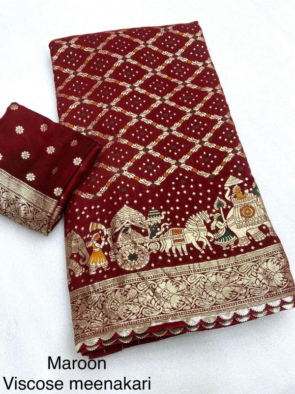 Mahaveer silks heavy viscose weaving meena work 100 rs sarees wholesale online shopping