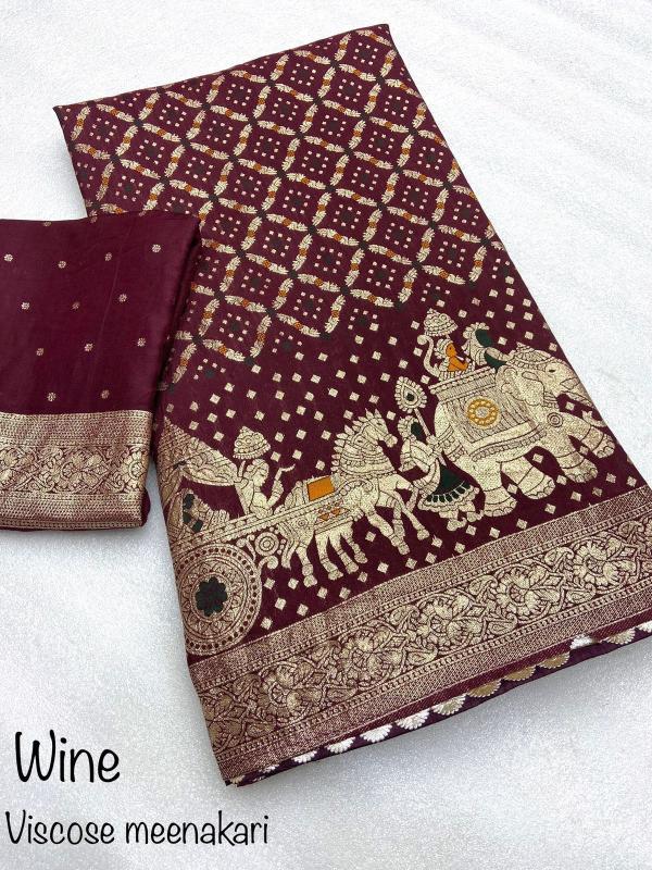 Mahaveer silks heavy viscose weaving meena work 100 rs sarees wholesale online shopping