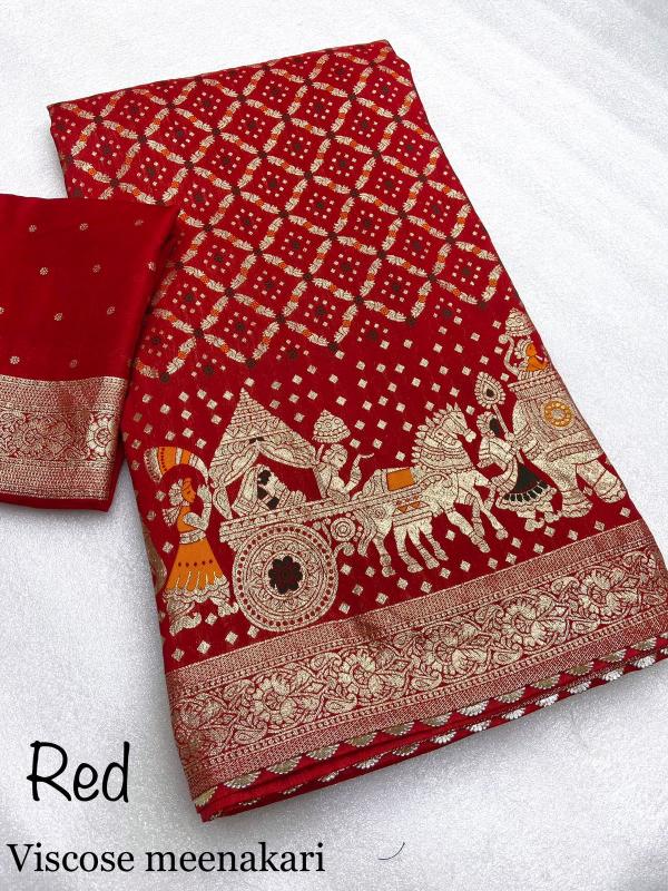 Mahaveer silks heavy viscose weaving meena work 100 rs sarees wholesale online shopping