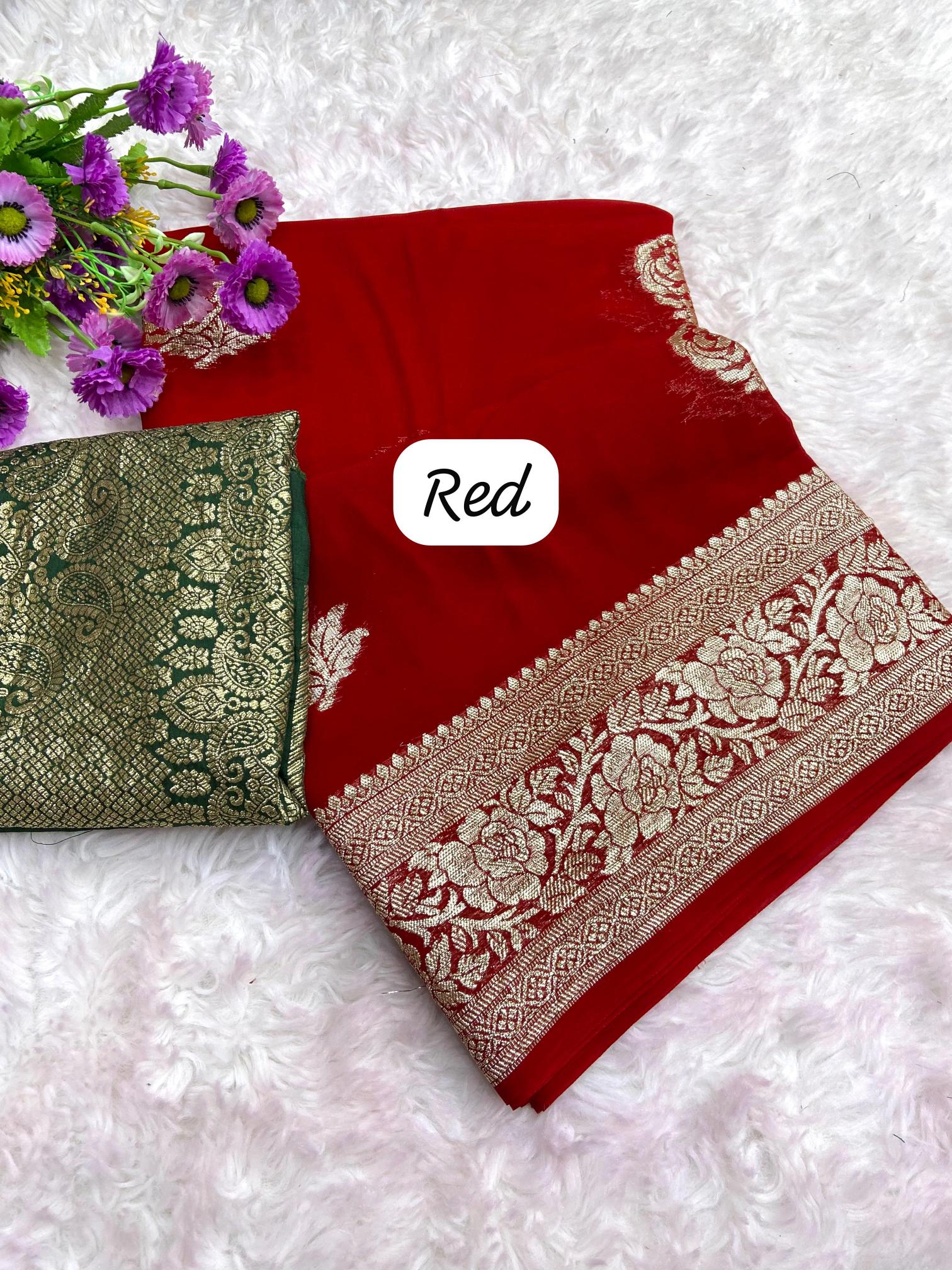 Mahaveer silks viscose georgette with elegant butta saree wholesale market surat