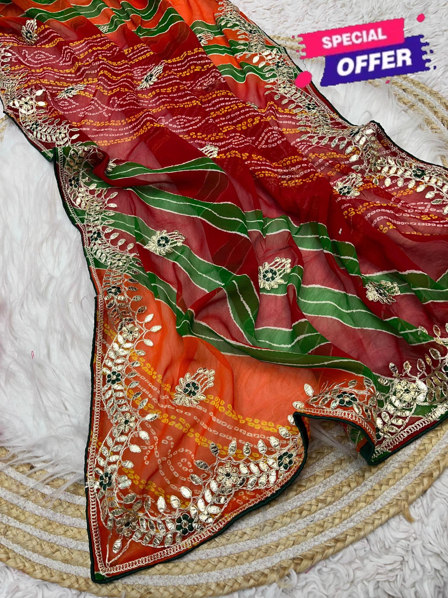 Mahavir silks Gold crush georgette crunchy vhichitr 100 rs sarees wholesale online shopping
