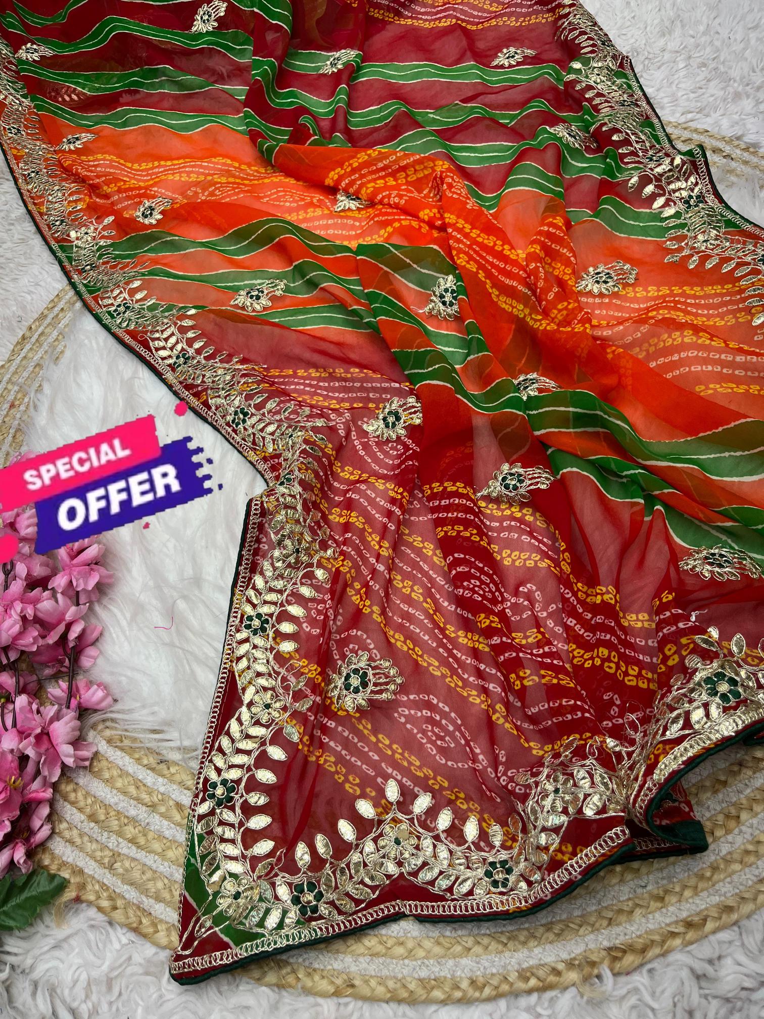Mahavir silks Gold crush georgette crunchy vhichitr 100 rs sarees wholesale online shopping